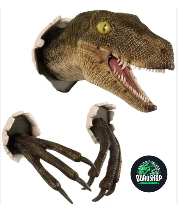 Increíble escultura 3D de cabeza de dinosaurio