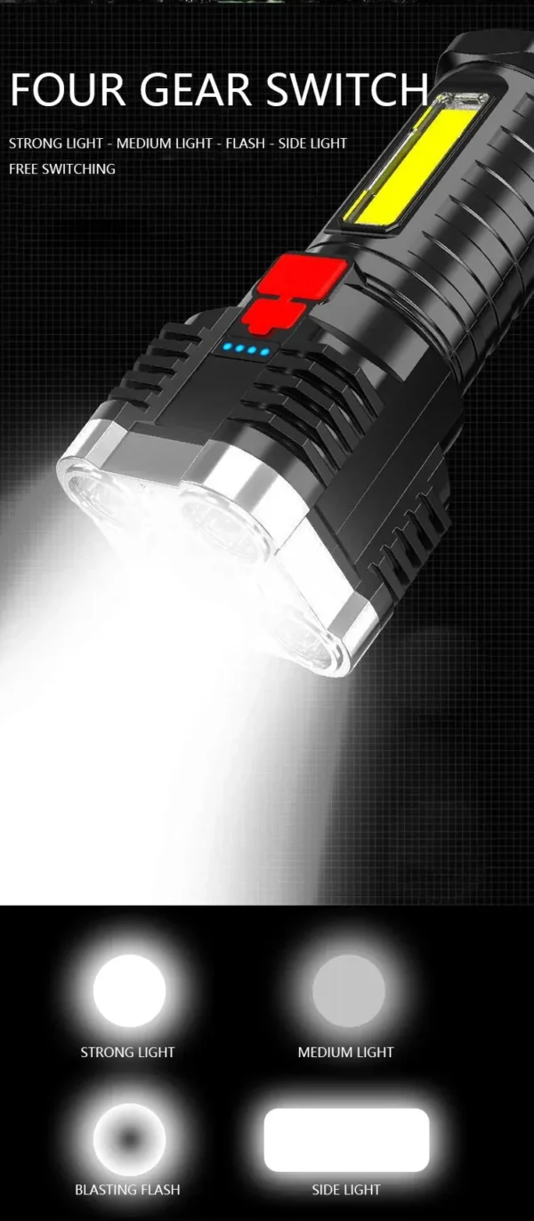 Linterna LED Recargable 5W - 3 Modos - Impermeable - Camping y Aventuras | Ouroshop - Bogotá y Colombia - Image 2
