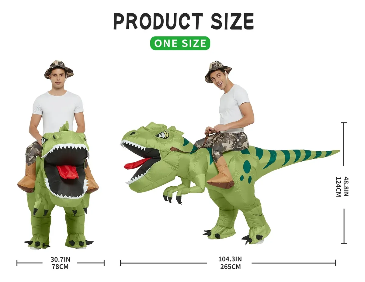 Traje de montar de dinosaurio inflable - Image 6