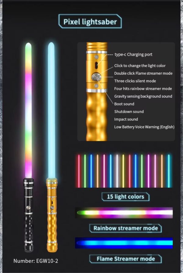 Sable de Luz 2 en 1 REikirc con 15 colores y efectos de luz - Image 10