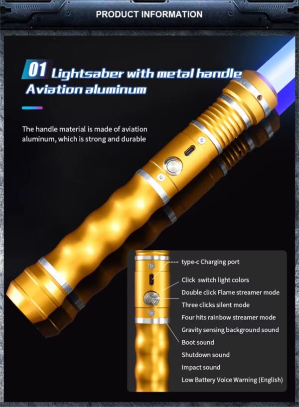 Sable de Luz 2 en 1 REikirc con 15 colores y efectos de luz - Image 3