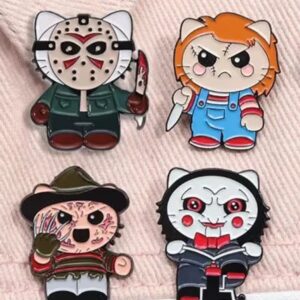 Set de Pines Esmaltados Gatitos Terror Chibi  x 4 unidades