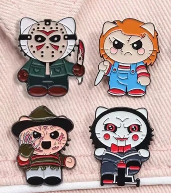 Set de Pines Esmaltados Gatitos Terror Chibi  x 4 unidades