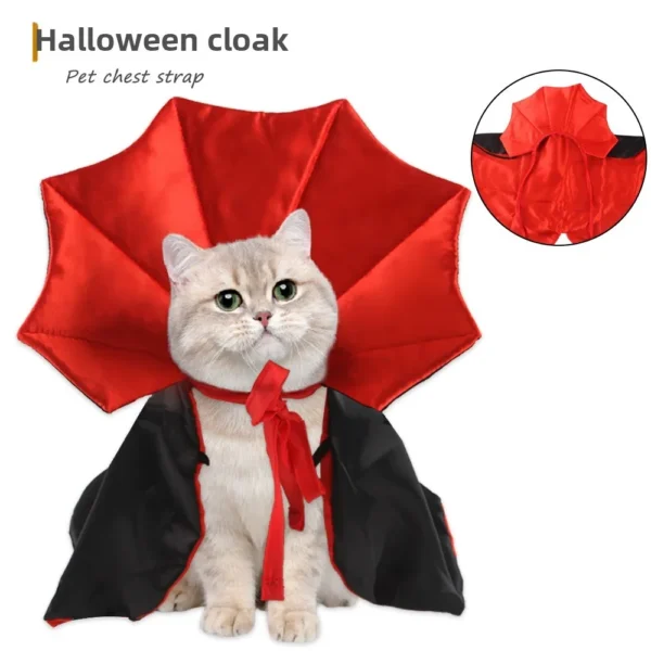 Capa de Halloween para Gatos – Disfraz Divertido y Original | Estilo Drácula | Talla Única Ajustable