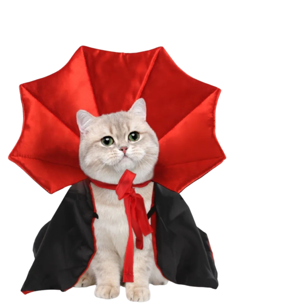 Capa de Halloween para Gatos – Disfraz Divertido y Original | Estilo Drácula | Talla Única Ajustable