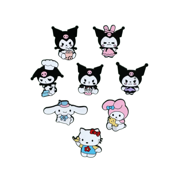 Set 8 Broches Hello Kitty & Kuromi | Moda Cute