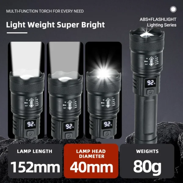Linterna LED 10W Recargable + Power Bank - Zoom Ajustable - Impermeable - Emergencia | Ouroshop - Bogotá y Colombia - Image 5