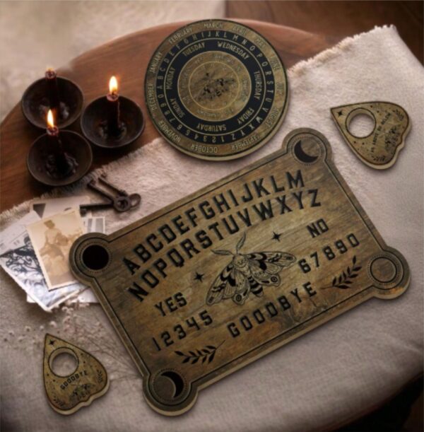 Kit para sesiones y rituales Tabla Ouija de Madera con Símbolos Místicos - Image 2