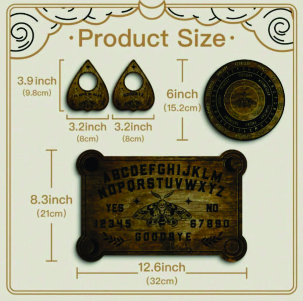 Kit para sesiones y rituales Tabla Ouija de Madera con Símbolos Místicos - Image 4