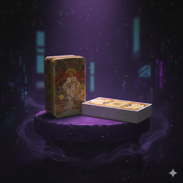 Tarot Golden Art Nouveau – 78 Cartas con Borde Dorado + Caja de Hojalata - Image 3