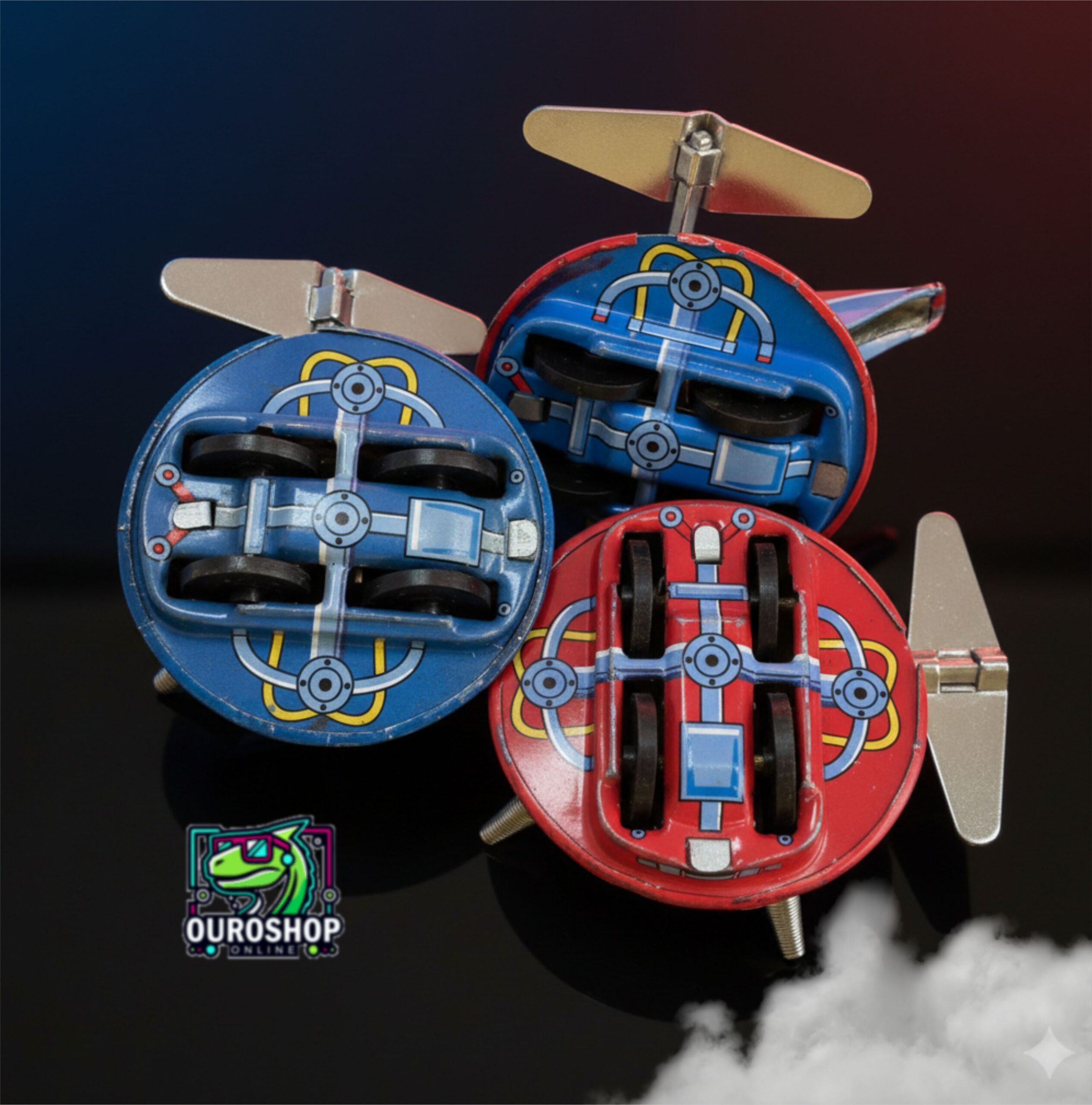 Set x 3 Juguetes de Cuerda Retro de EstaƱo OVNI Coleccionable - Image 8