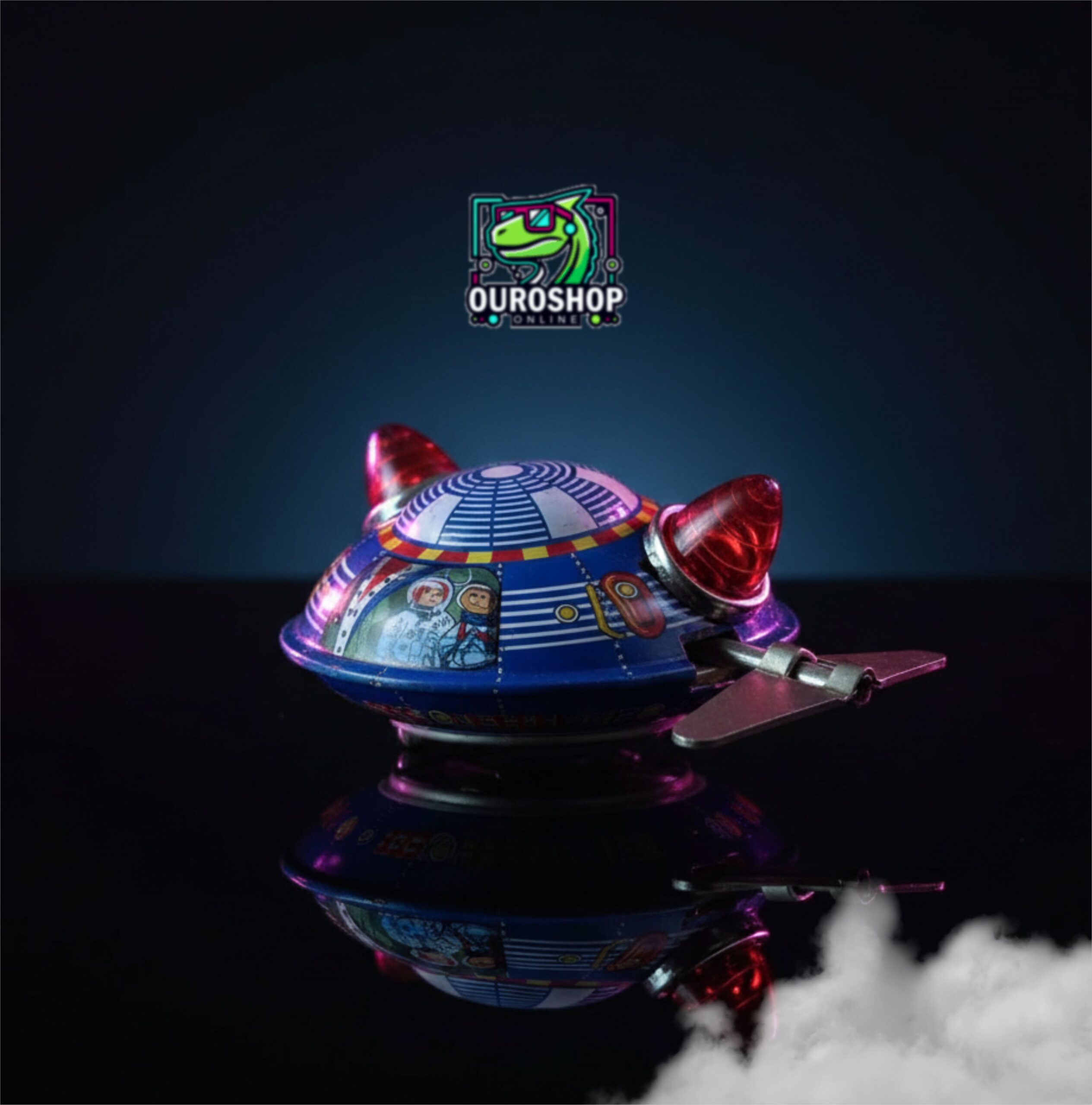 Set x 3 Juguetes de Cuerda Retro de EstaƱo OVNI Coleccionable - Image 6