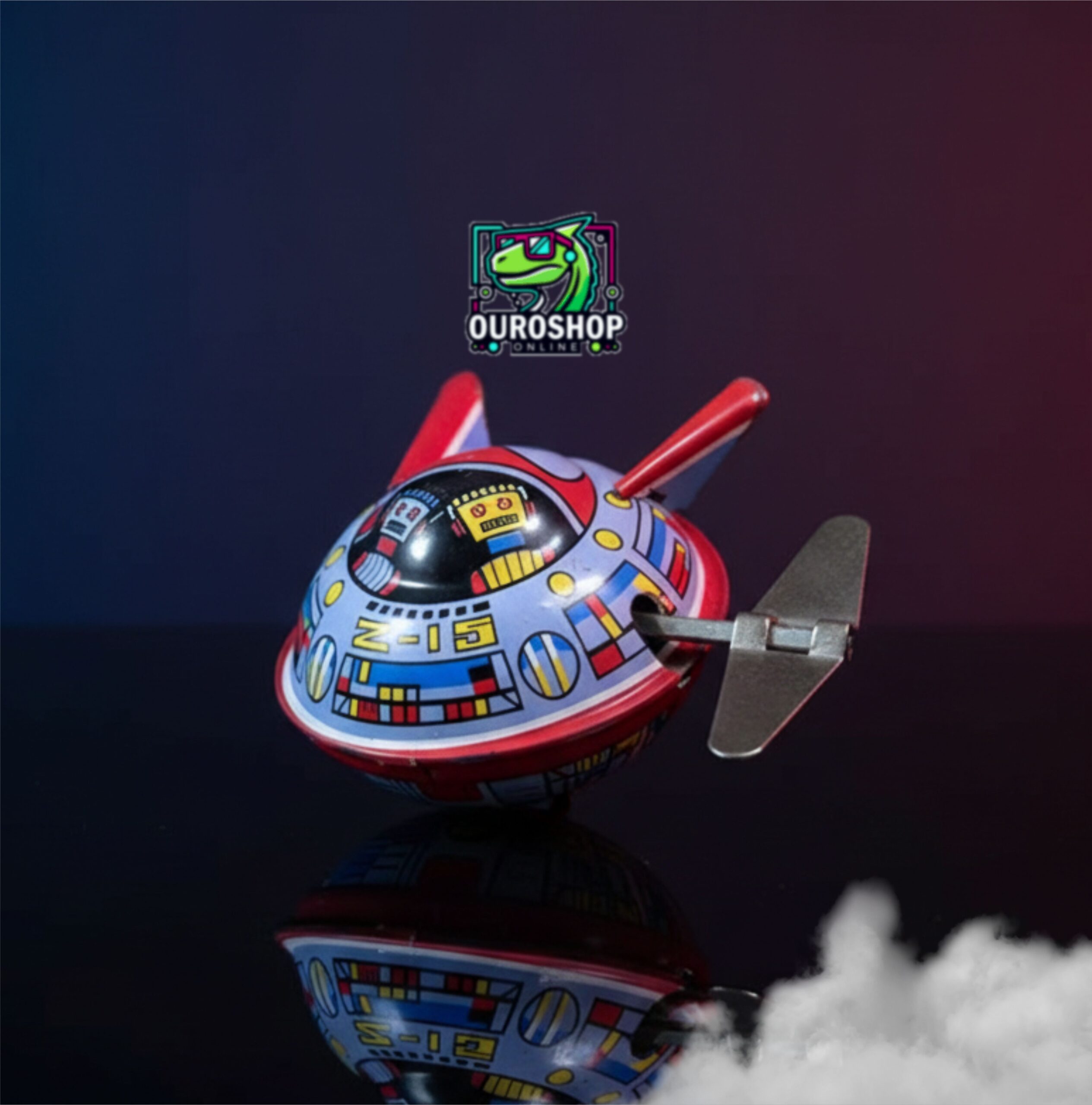 Set x 3 Juguetes de Cuerda Retro de EstaƱo OVNI Coleccionable - Image 4