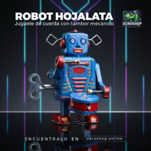 Robot de Tambor Mecánico – Juguete de Cuerda de Hojalata