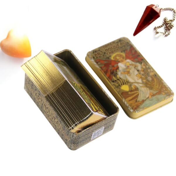 Tarot Golden Art Nouveau – 78 Cartas con Borde Dorado + Caja de Hojalata - Image 4
