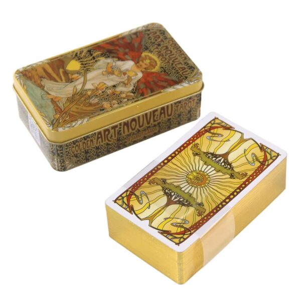 Tarot Golden Art Nouveau – 78 Cartas con Borde Dorado + Caja de Hojalata - Image 9
