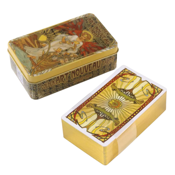 Tarot Golden Art Nouveau – 78 Cartas con Borde Dorado + Caja de Hojalata - Image 12