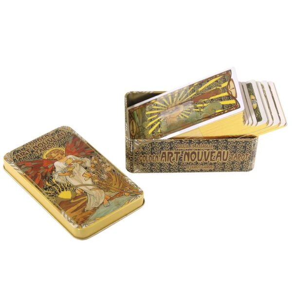Tarot Golden Art Nouveau – 78 Cartas con Borde Dorado + Caja de Hojalata - Image 10