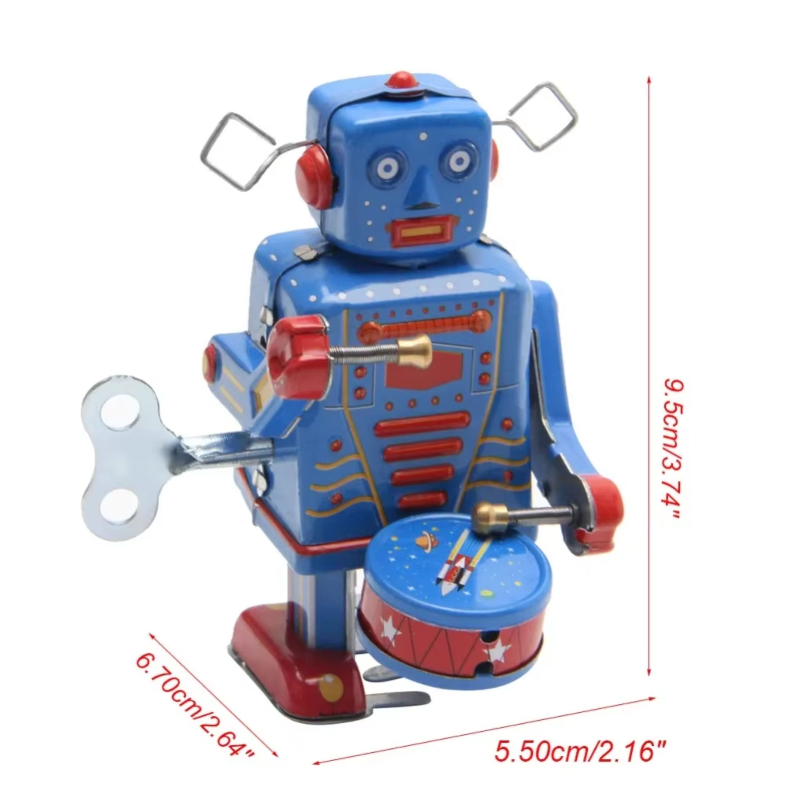 Robot de Tambor Mecánico – Juguete de Cuerda de Hojalata - Image 7