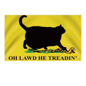 Bandera Divertida del Gato Gordito – Decoración  90x150cm (Poliéster Doble Costura)