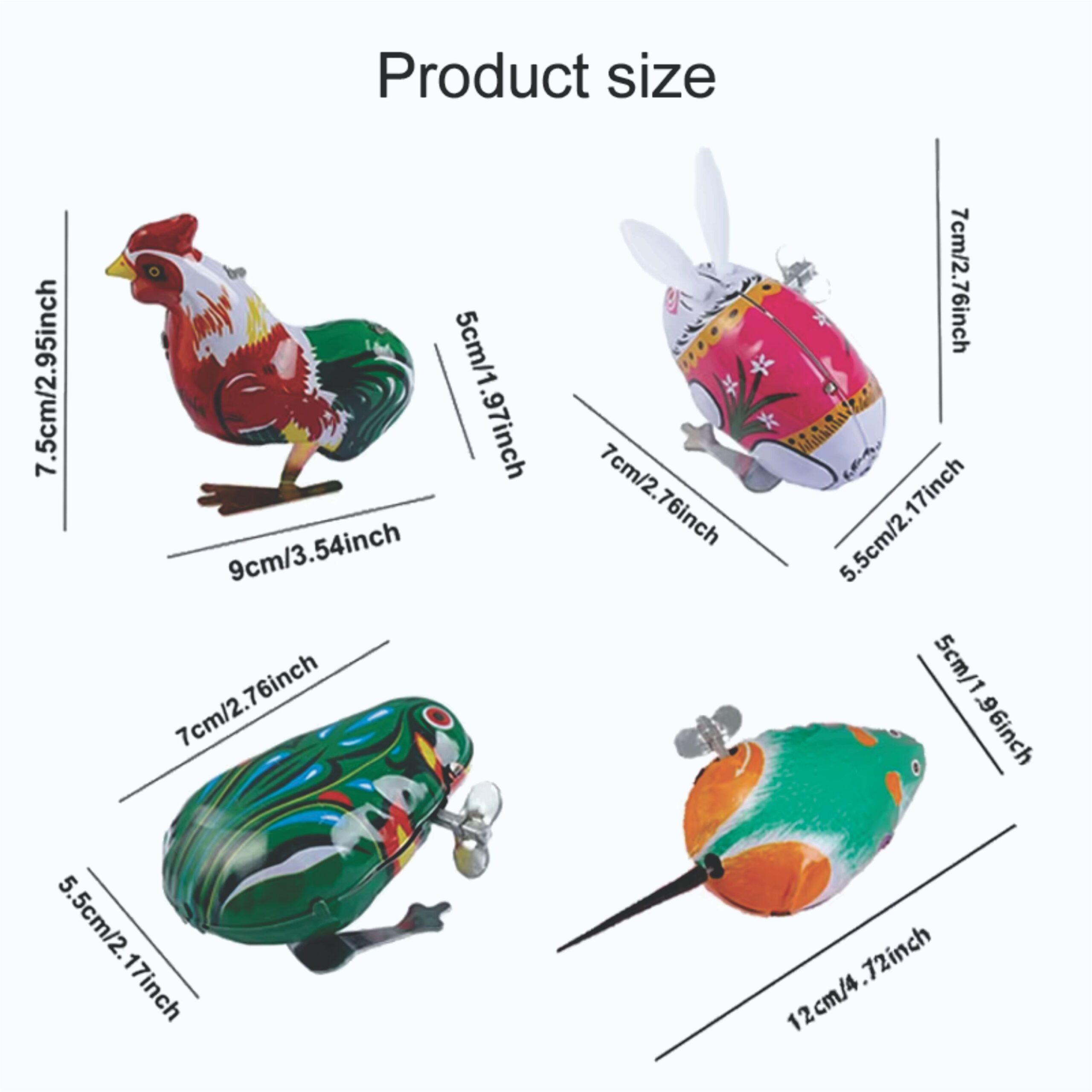 Set de Juguetes de Hojalata Vintage x4 – Mecanismo de Cuerda - Image 9