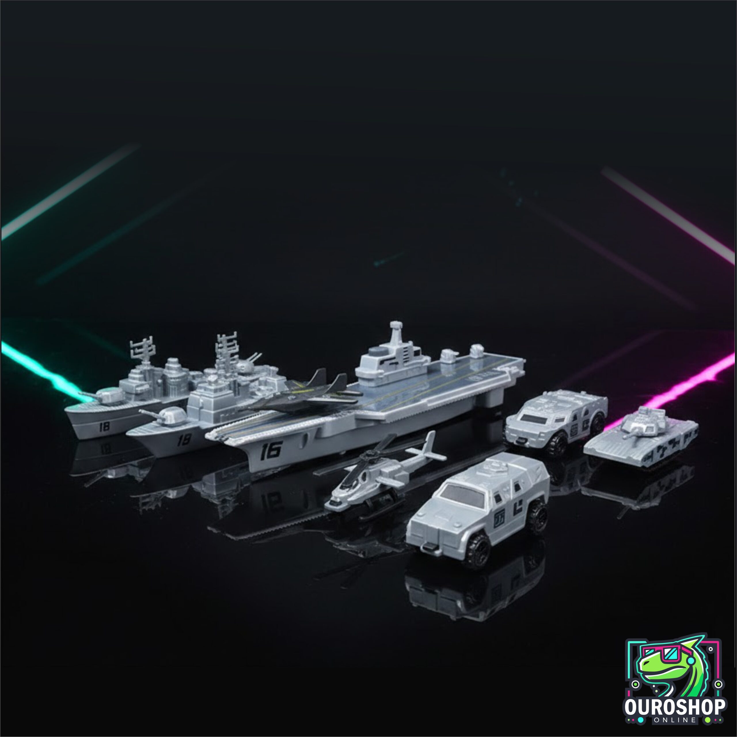 Set de Batalla Naval y Terrestre - Portaaviones con Lanzador de Aviones y Vehículos - Image 5