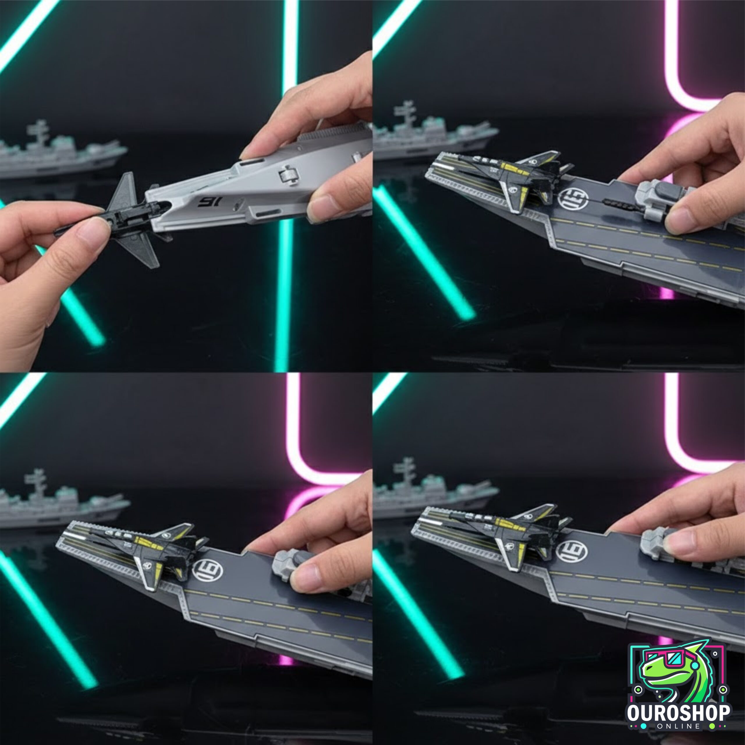 Set de Batalla Naval y Terrestre - Portaaviones con Lanzador de Aviones y Vehículos - Image 8